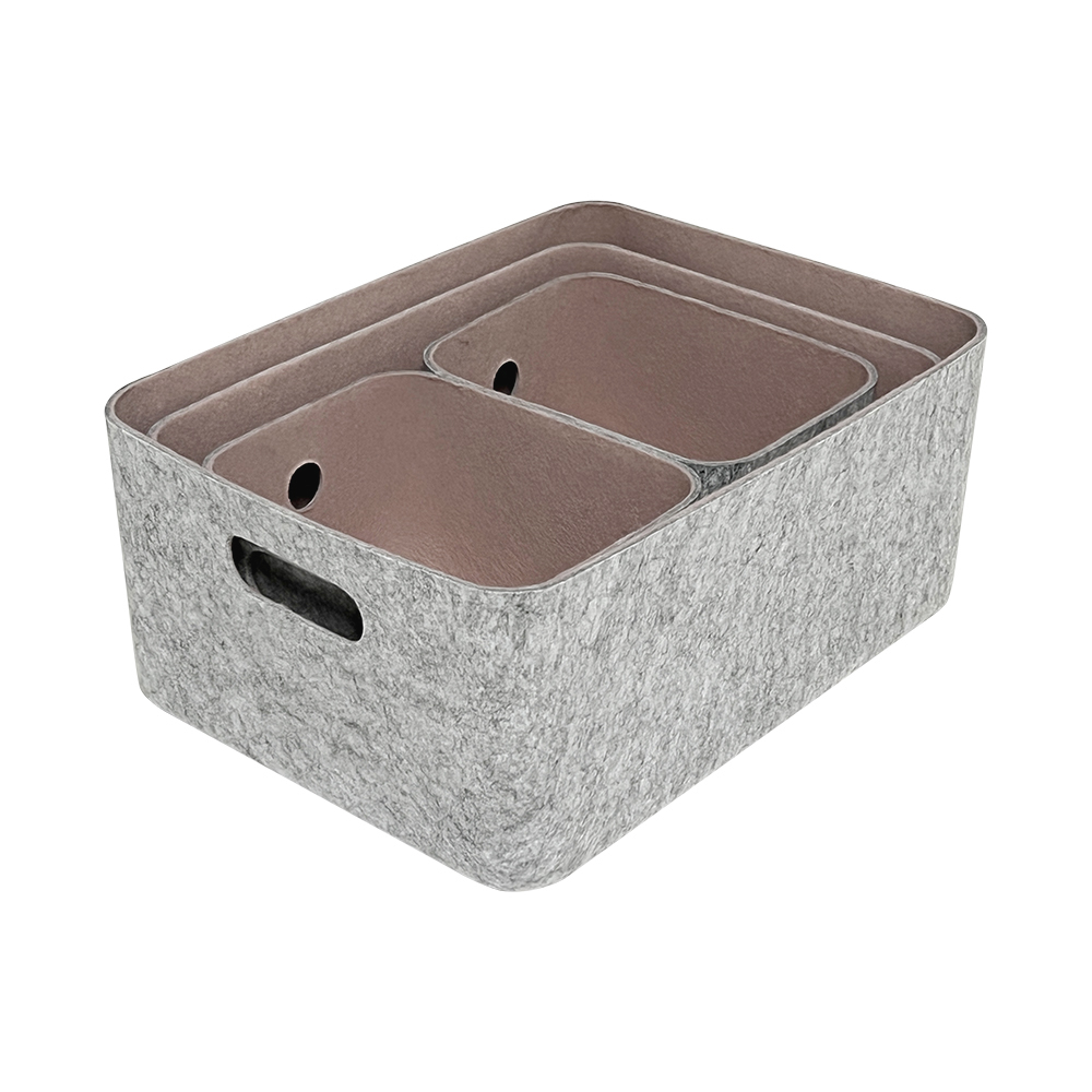 custom 4 pack Stackable felt hot press storage basket with cut-out handles